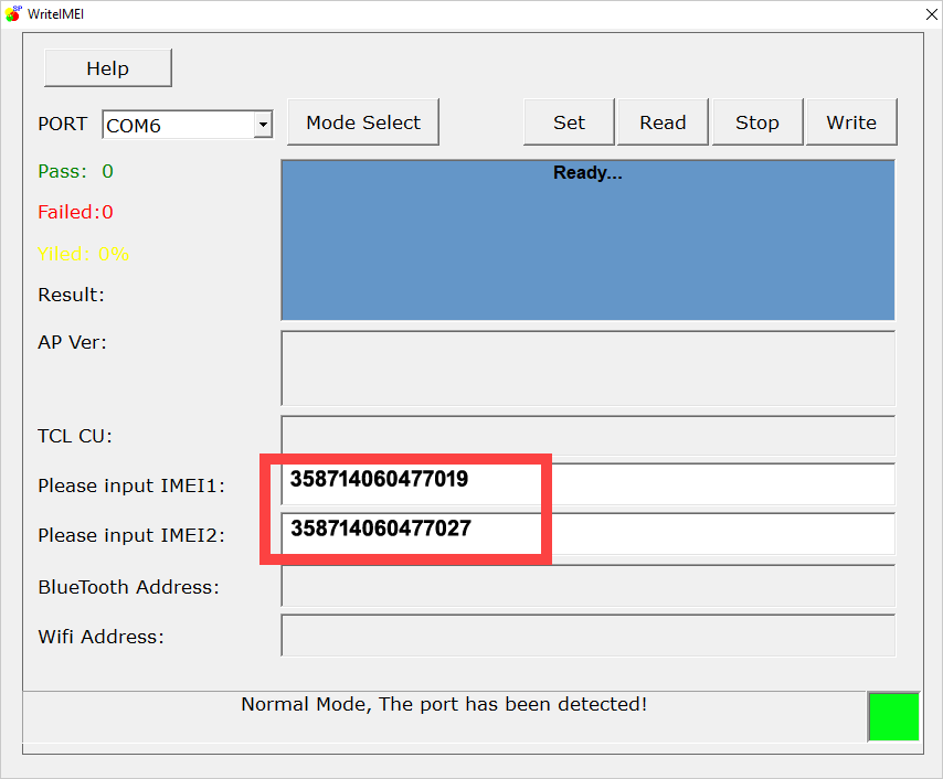 WriteIMEI Input IMEI