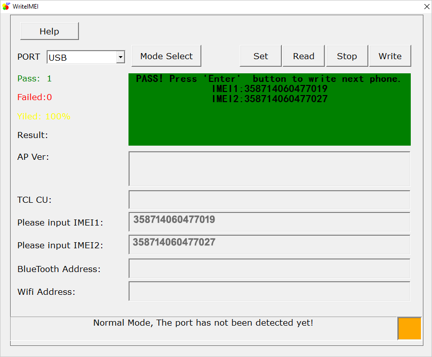 WriteIMEI Success